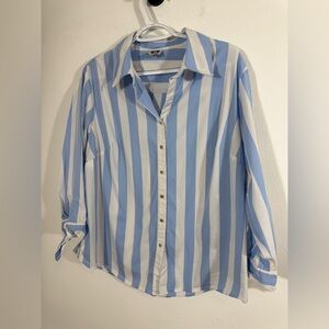 Anne Klein Light Blue and White Striped Top